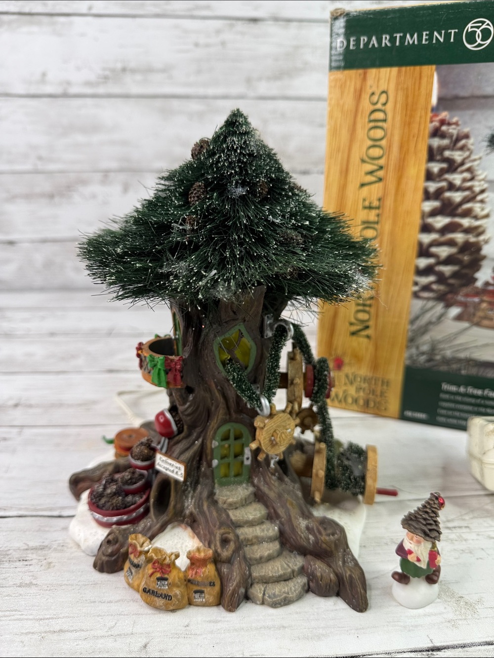 Department 56 North Pole Woods Trim-A-Tree Factory In Box with light
